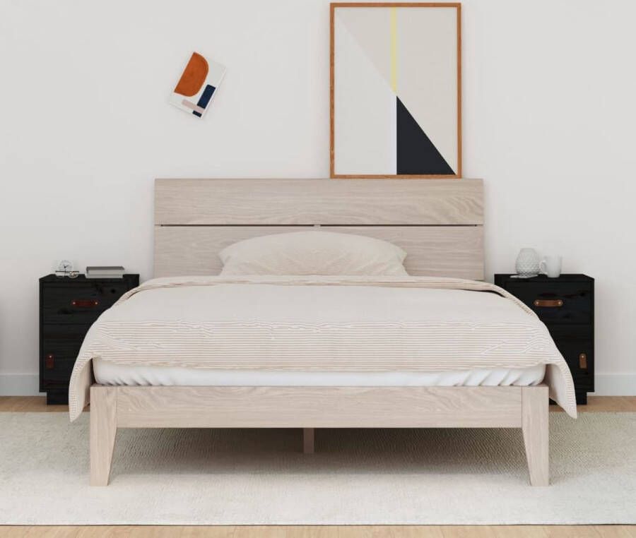 VidaXL -Nachtkastjes-2-st-40x34x55-cm-massief-grenenhout-zwart - Foto 4