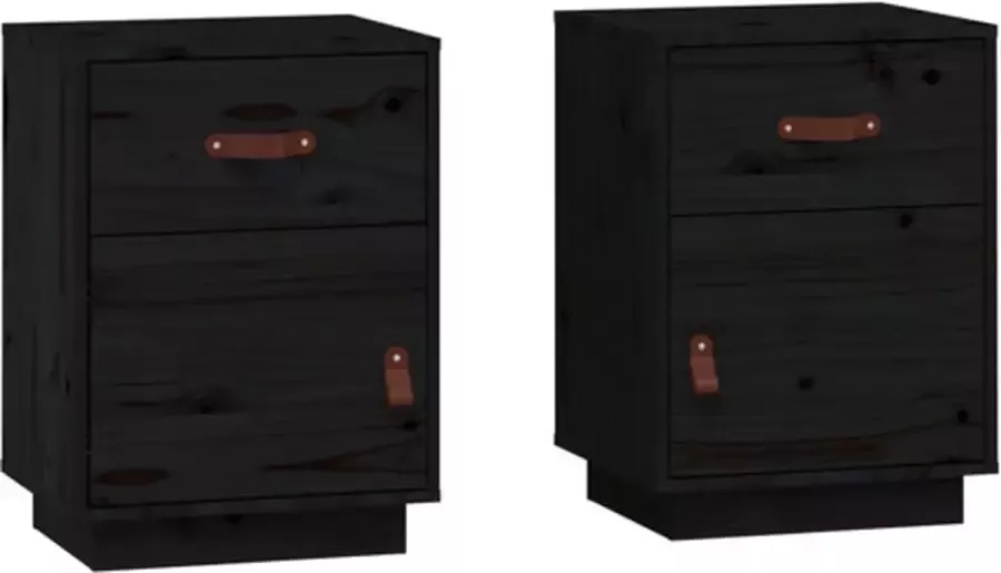 VidaXL -Nachtkastjes-2-st-40x34x55-cm-massief-grenenhout-zwart - Foto 6