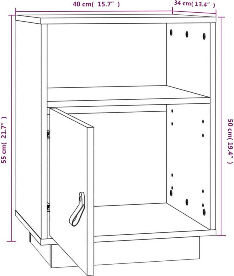 VidaXL -Nachtkastjes-2-st-40x34x55-cm-massief-grenenhout-zwart - Foto 3