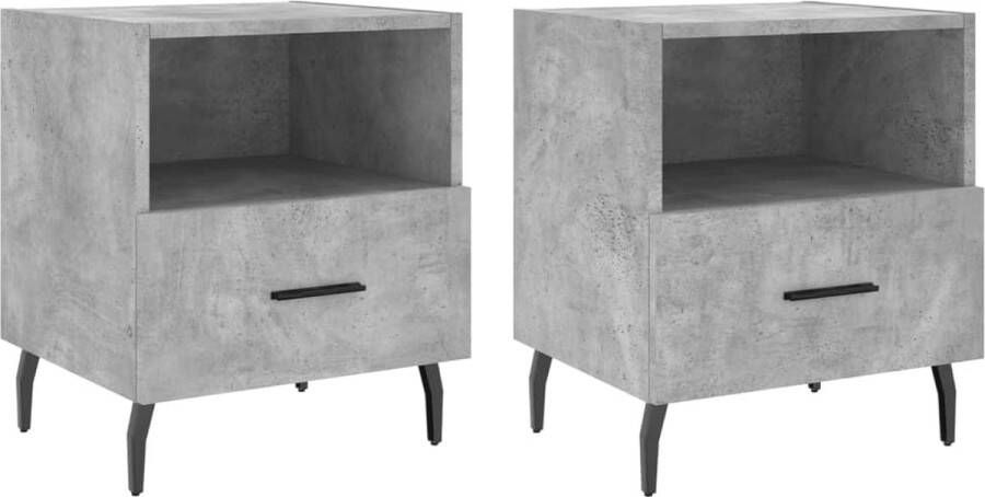 VidaXL Nachtkastjes 2 stuks 40x35x47 5 cm Betongrijs Nachtkastjes Kastjes Meubels Slaapkamerinrichting Betonlook Grijs Houten Meubelen Opbergruimte Displayfunction