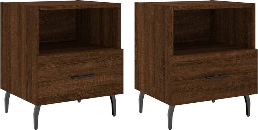 VidaXL -Nachtkastjes-2-st-40x35x47 5-cm-bewerkt-hout-bruineikenkleurig - Foto 2