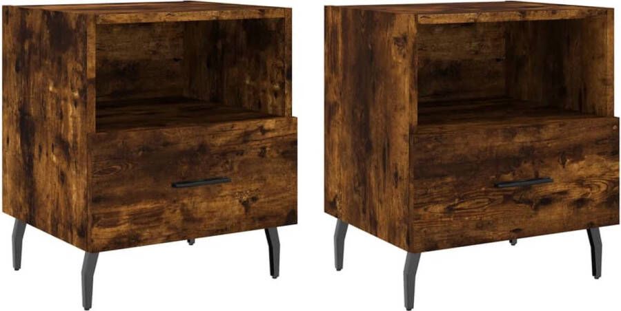VidaXL Nachtkastjes Set van 2 Gerookt Eiken 40x35x47 5 cm Nachtkastjes Kast Meubilair Slaapkamermeubelen Rooktekening Bruine Meubels Houten Meubels Opbergkasten Displaykast Bijzettafels