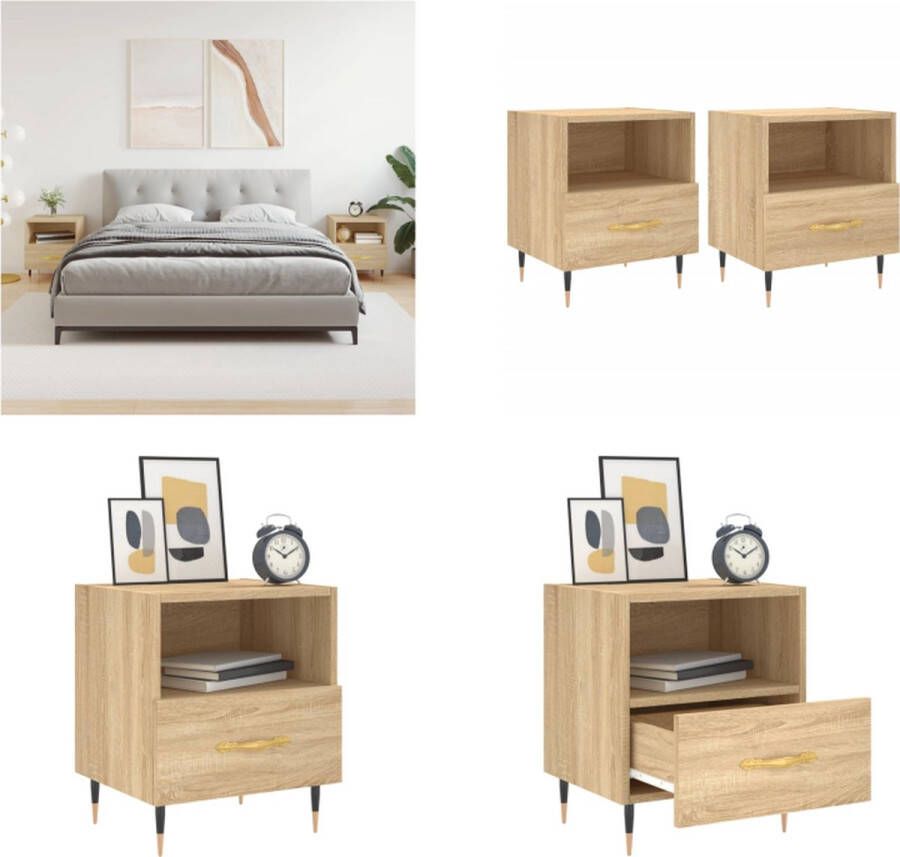 VidaXL -Nachtkastjes-2-st-40x35x47 5-cm-bewerkt-hout-sonoma-eikenkleur - Foto 2