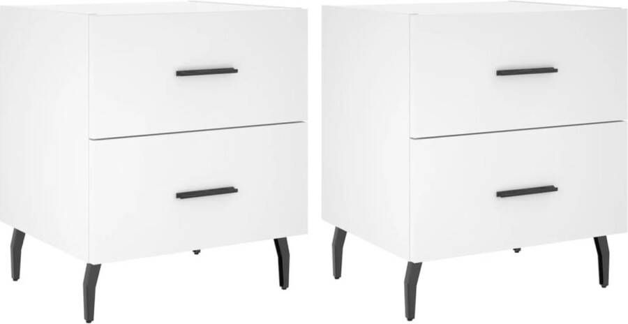 VidaXL Nachtkastjes 2 stuks Wit 40x35x47 5 cm Nachtkastjes Kast Slaapkamer Meubilair Houten Kast Witte Kast Modern Design Opbergruimte Bijzettafels Bedroom Furniture Storage Solutions