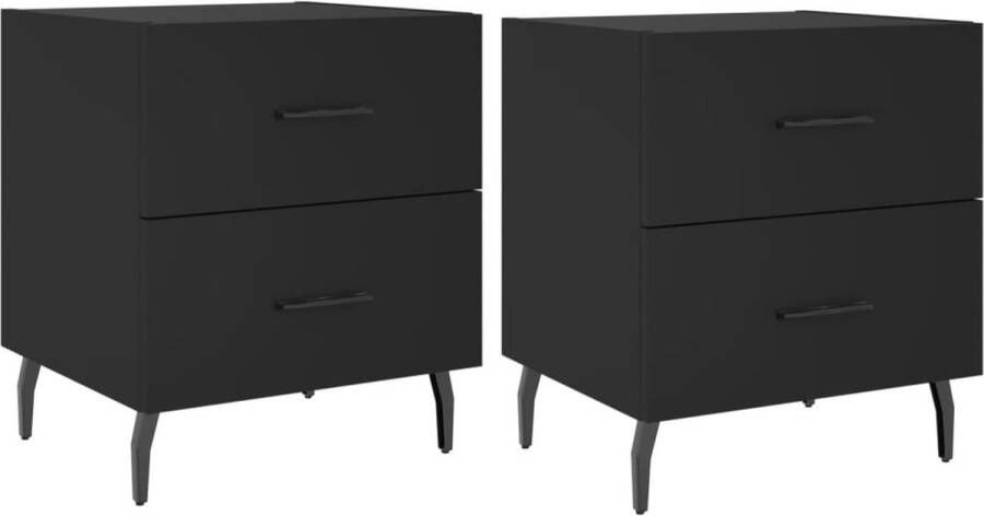 VidaXL -Nachtkastjes-2-st-40x35x47 5-cm-bewerkt-hout-zwart - Foto 6