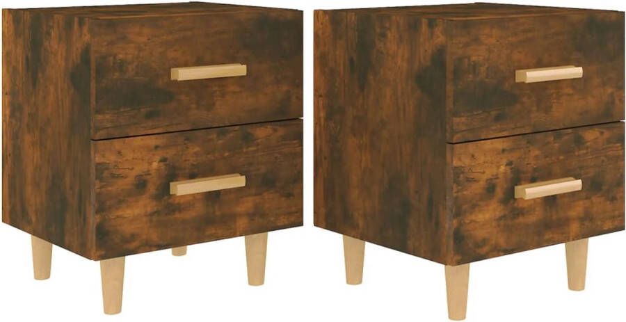 VidaXL Nachtkastjes Set van 2 Gerookt Eiken 40x35x47 5 cm Nachtkastjes Nachtkasten Slaapkamermeubels Scandinavisch Design Bruine Meubelen Houten Meubelen Bergruimte Lade
