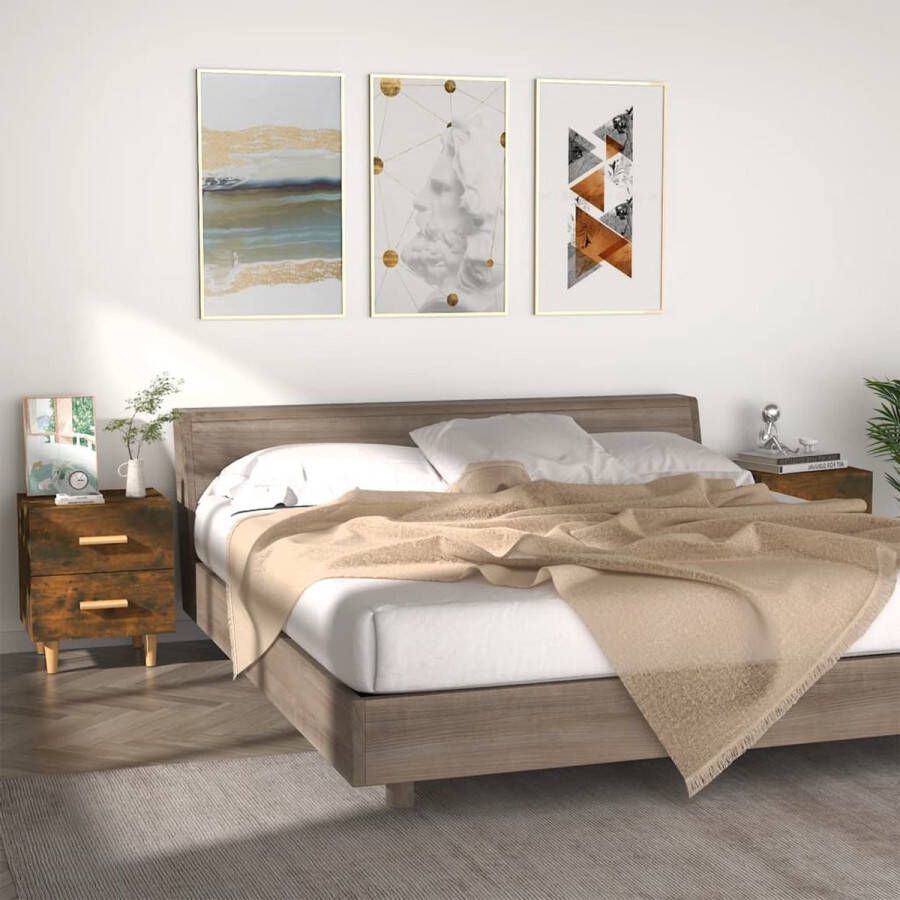 VidaXL -Nachtkastjes-2-st-40x35x47 5-cm-gerookt-eikenkleurig - Foto 1