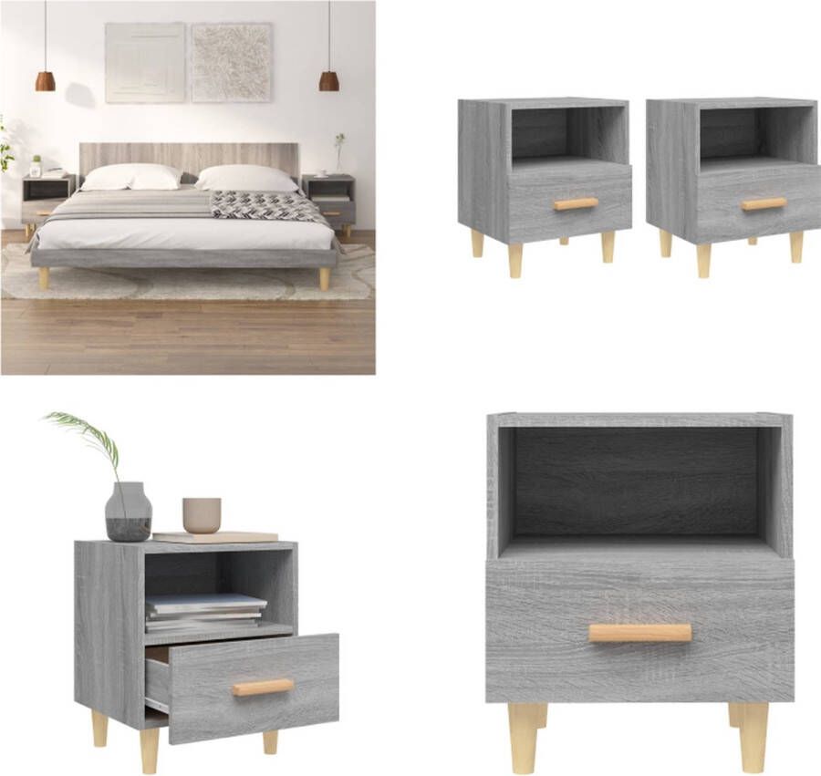 VidaXL Nachtkastjes 2 st 40x35x47 cm grijs sonoma eikenkleurig Nachtkastje Nachtkastjes Houten Nachtkastje Telefoonkast