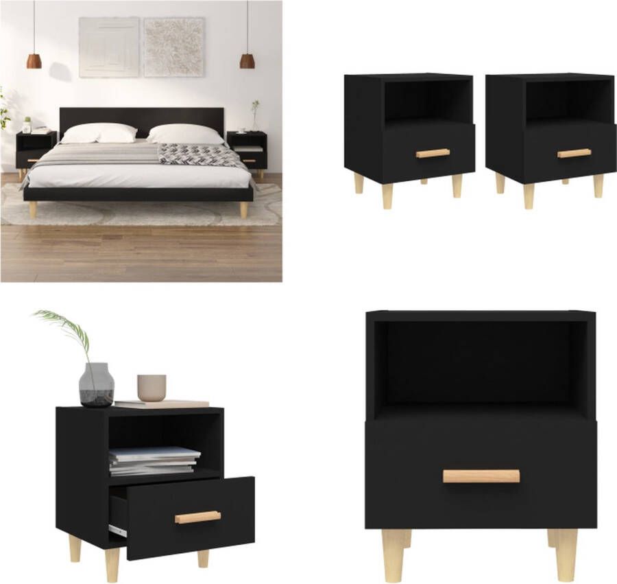 VidaXL Nachtkastjes 2 st 40x35x47 cm zwart Nachtkastje Nachtkastjes Houten Nachtkastje Telefoonkast
