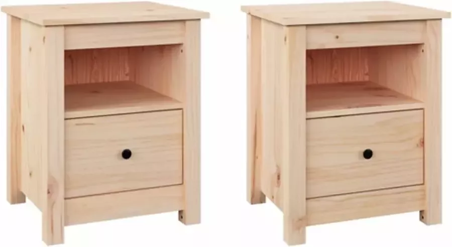 VidaXL -Nachtkastjes-2-st-40x35x49-cm-massief-grenenhout - Foto 3