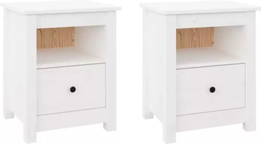 VidaXL -Nachtkastjes-2-st-40x35x49-cm-massief-grenenhout-wit - Foto 4