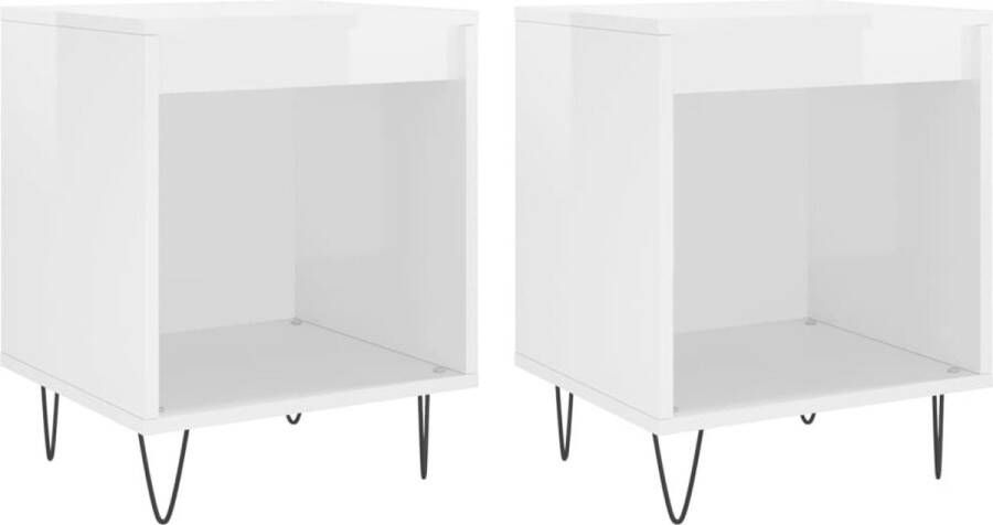 VidaXL -Nachtkastjes-2-st-40x35x50-cm-bewerkt-hout-hoogglans-wit - Foto 7
