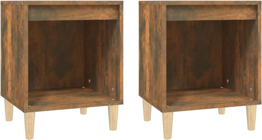 VidaXL Nachtkastjes 2 stuks Gerookt eiken 40x35x50 cm Nachtkastje Kast Slaapkamermeubilair Houten Meubels Bruine Meubelen