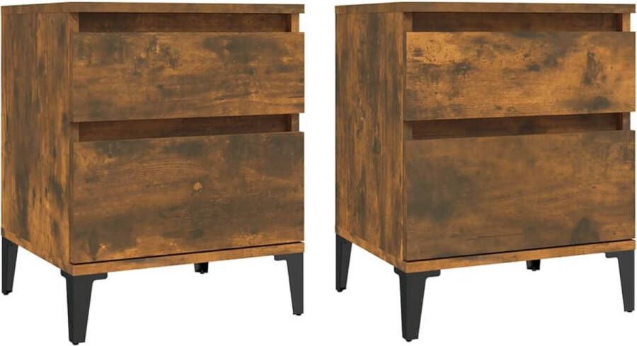 VidaXL Nachtkastjes 2 stuks Gerookt Eiken 40x35x50 cm Nachtkastje Kastje Slaapkamer Meubilair Houten Nachtkastje Bruine Nachtkastjes