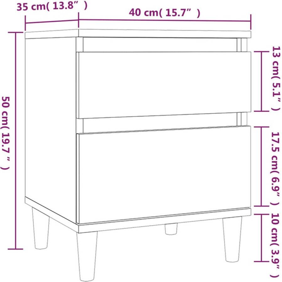 VidaXL -Nachtkastjes-2-st-40x35x50-cm-grijs-sonoma-eikenkleurig - Foto 3