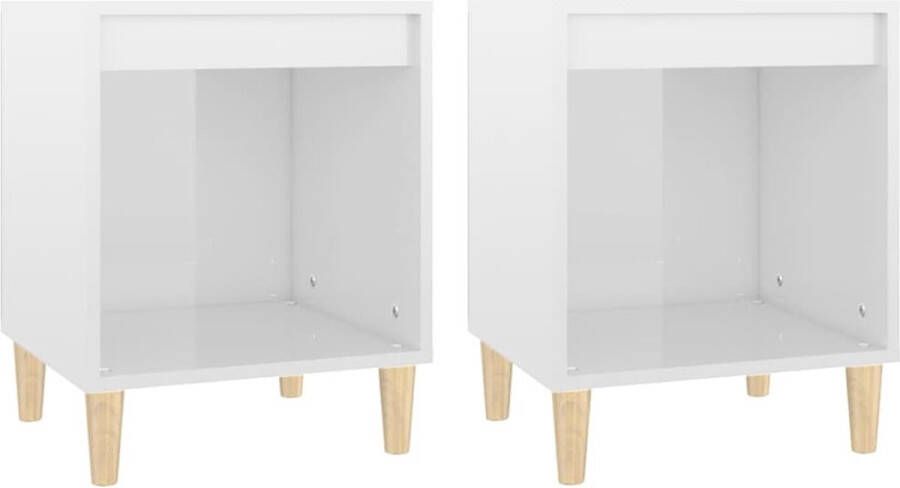 VidaXL -Nachtkastjes-2-st-40x35x50-cm-hoogglans-wit - Foto 2