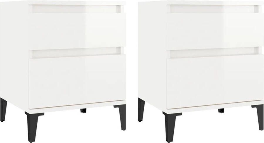 VidaXL -Nachtkastjes-2-st-40x35x50-cm-hoogglans-wit