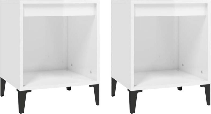 VidaXL Nachtkastjes 2 stuks Hoogglans wit 40x35x50 cm Nachtkastje Slaapkamerinrichting Houten Kast Witte Meubels Bedsidetable Living Room Furniture Bedroom Storage Modern Furniture Compact Furniture