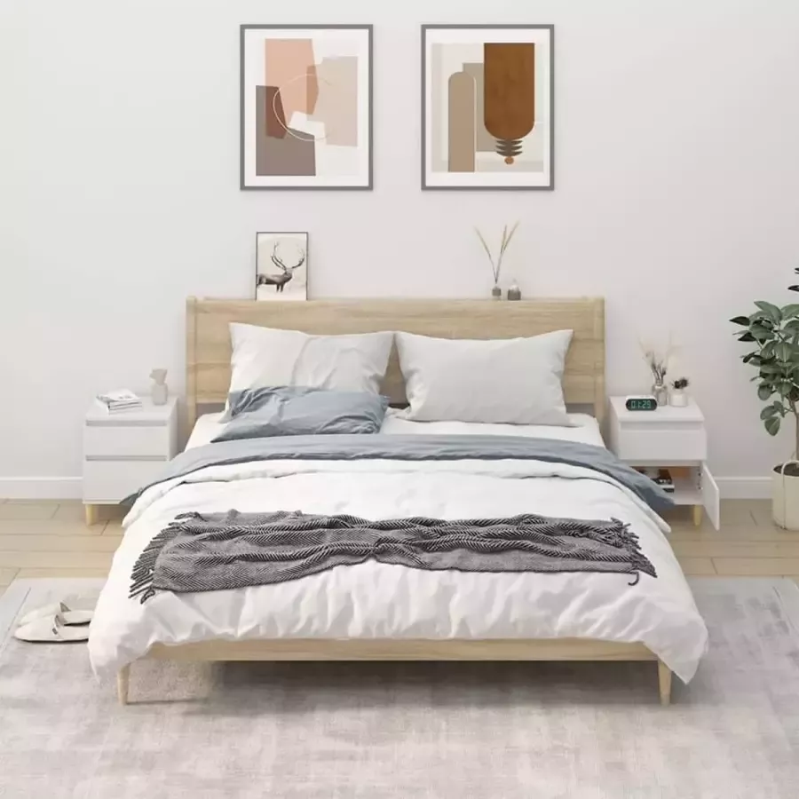 VidaXL -Nachtkastjes-2-st-40x35x50-cm-hoogglans-wit - Foto 4