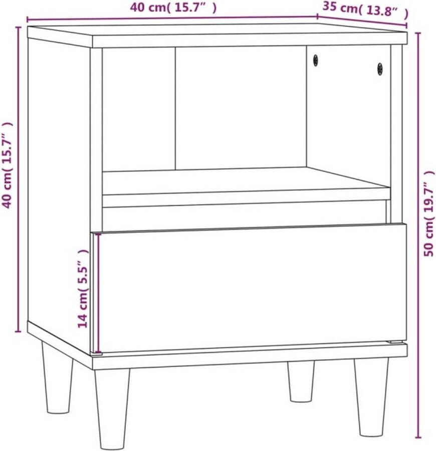 VidaXL -Nachtkastjes-2-st-40x35x50-cm-hoogglans-wit