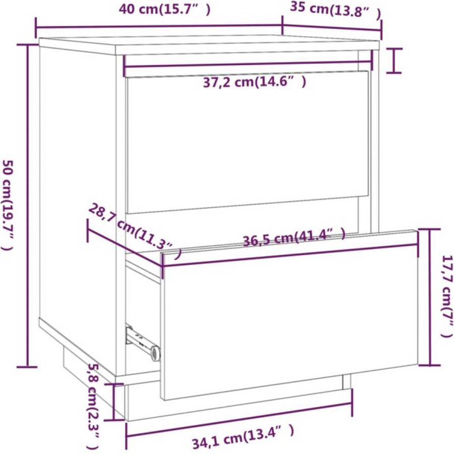 VidaXL -Nachtkastjes-2-st-40x35x50-cm-massief-grenenhout - Foto 3