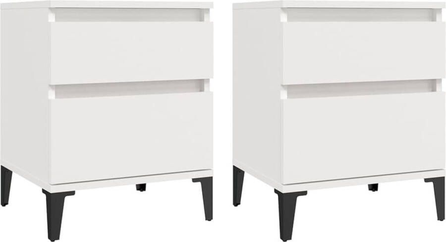 VidaXL -Nachtkastjes-2-st-40x35x50-cm-wit - Foto 2