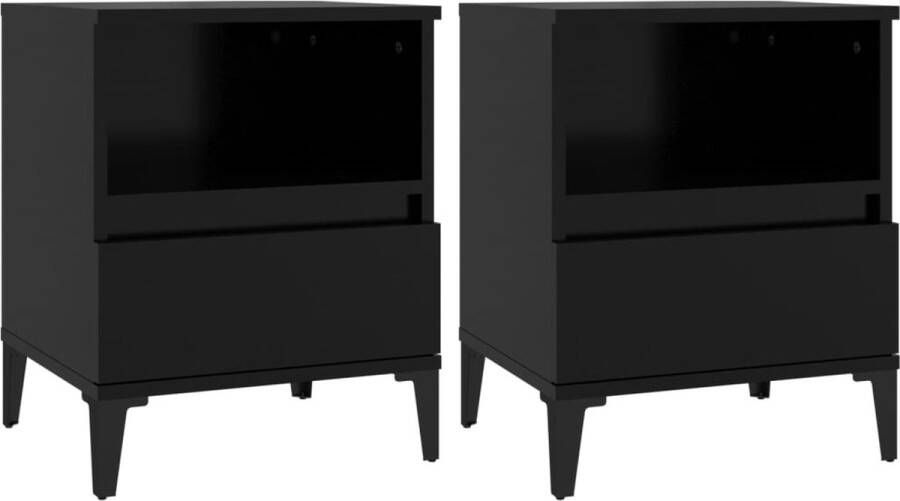 VidaXL -Nachtkastjes-2-st-40x35x50-cm-zwart