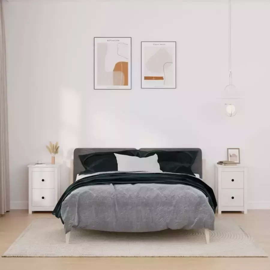 VidaXL -Nachtkastjes-2-st-40x35x61 5-cm-massief-grenenhout-wit