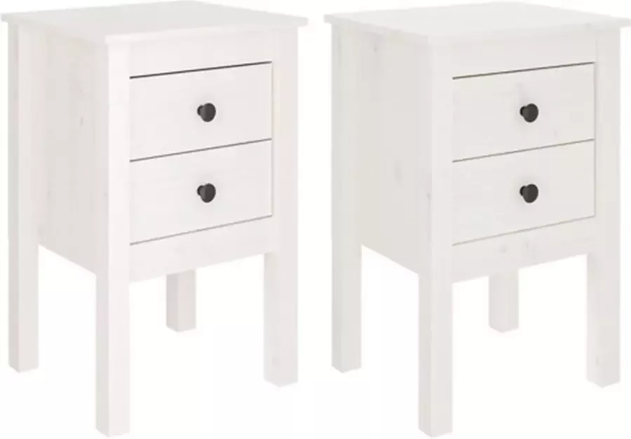 VidaXL -Nachtkastjes-2-st-40x35x61 5-cm-massief-grenenhout-wit - Foto 3