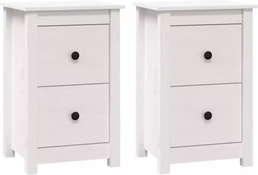 VidaXL -Nachtkastjes-2-st-40x35x61 5-cm-massief-grenenhout-wit - Foto 3