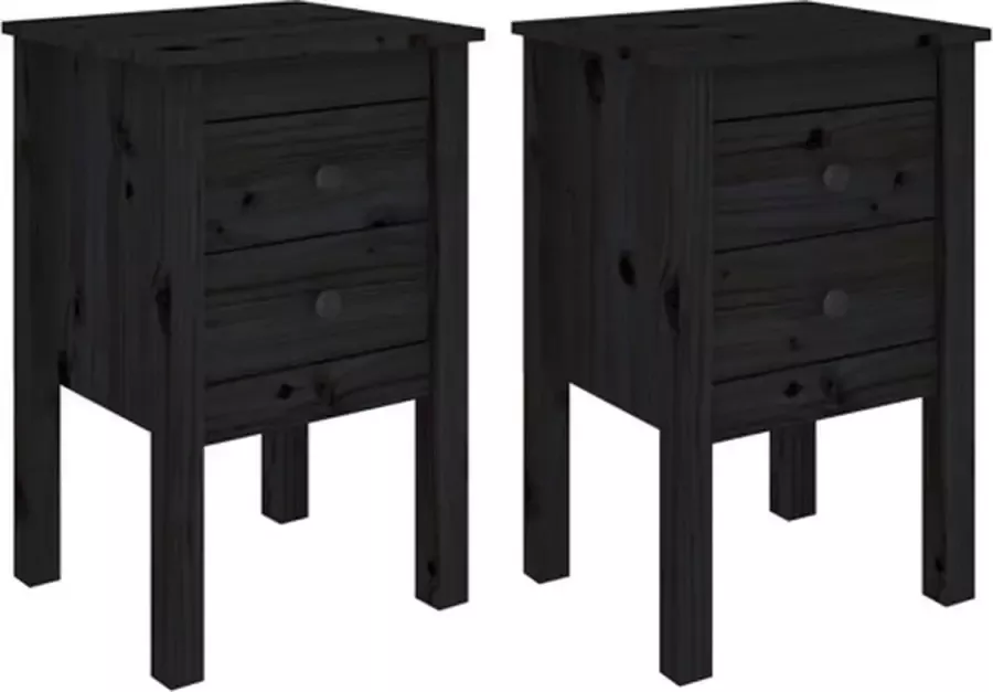 VidaXL -Nachtkastjes-2-st-40x35x61 5-cm-massief-grenenhout-zwart - Foto 5
