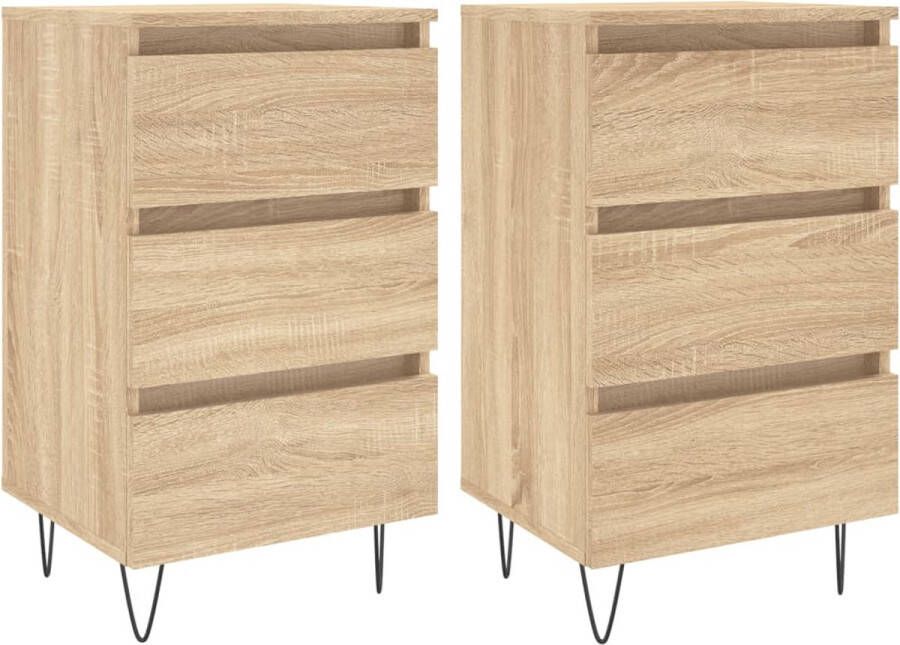 VidaXL -Nachtkastjes-2-st-40x35x69-cm-bewerkt-hout-sonoma-eikenkleurig