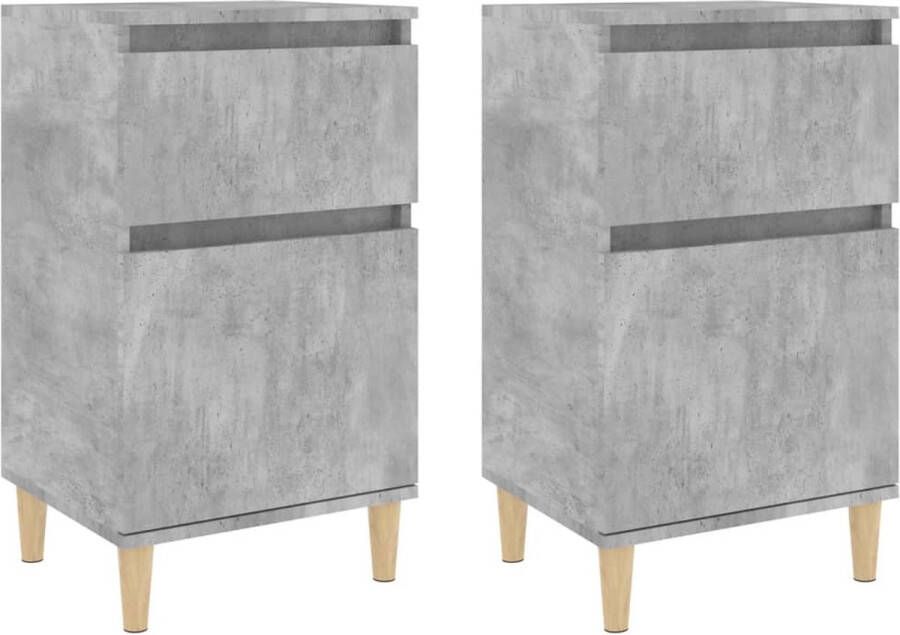 VidaXL Nachtkastjes Betongrijs 40x35x70 cm 2 stuks Nachtkastje Slaapkamerinrichting Houten Nachtkastje Betonkasten Nachtlampkast