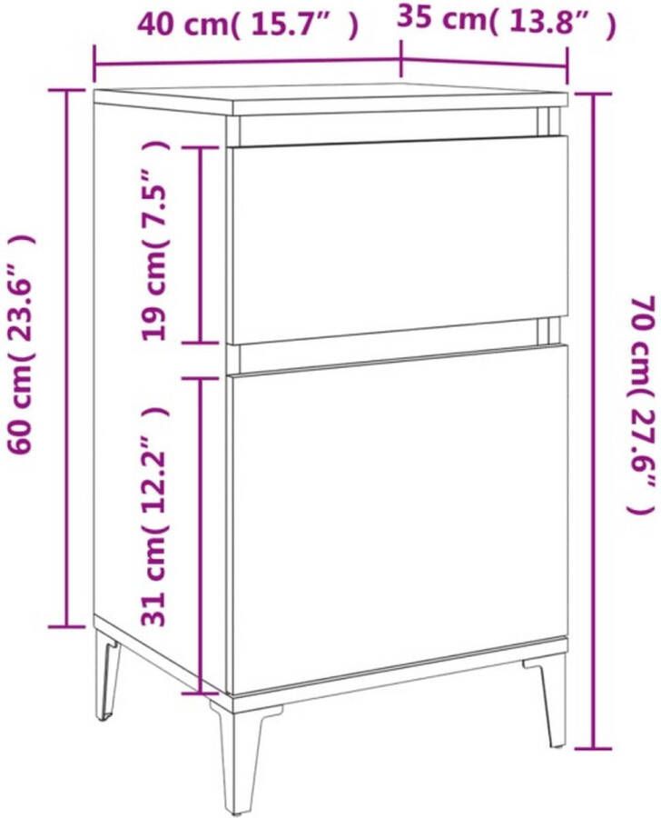 VidaXL -Nachtkastjes-2-st-40x35x70-cm-betongrijs - Foto 4