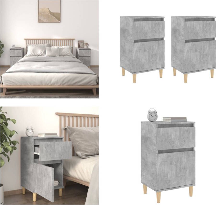 VidaXL Nachtkastjes 2 st 40x35x70 cm betongrijs Nachtkastje Nachtkastjes Kastje Nachttafel