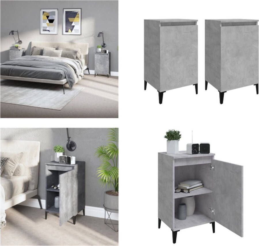 VidaXL Nachtkastjes 2 st 40x35x70 cm bewerkt hout betongrijs Nachtkastje Nachtkastjes Nacht Kastje