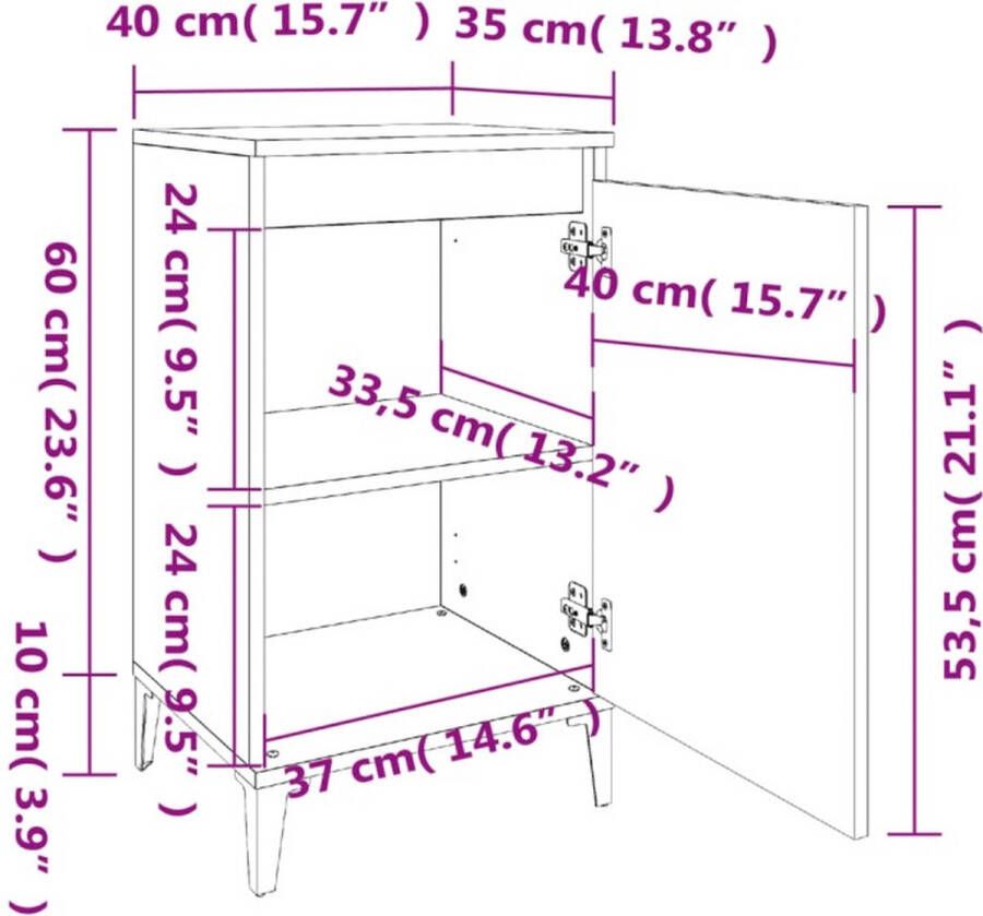 VidaXL -Nachtkastjes-2-st-40x35x70-cm-bewerkt-hout-bruineikenkleurig - Foto 4