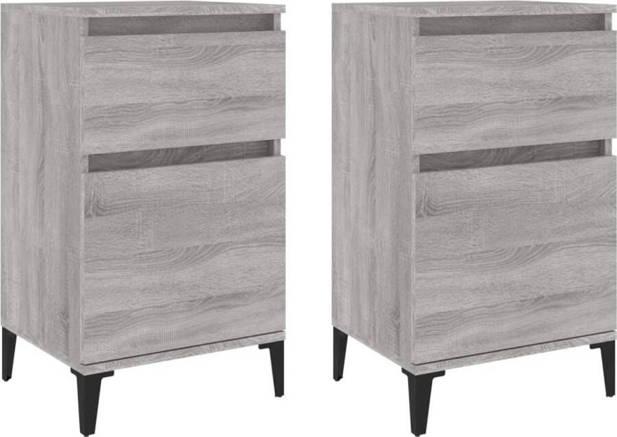 VidaXL -Nachtkastjes-2-st-40x35x70-cm-bewerkt-hout-grijs-sonoma-eiken - Foto 3