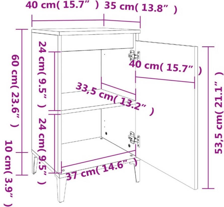 VidaXL -Nachtkastjes-2-st-40x35x70-cm-bewerkt-hout-grijs-sonoma-eiken - Foto 4