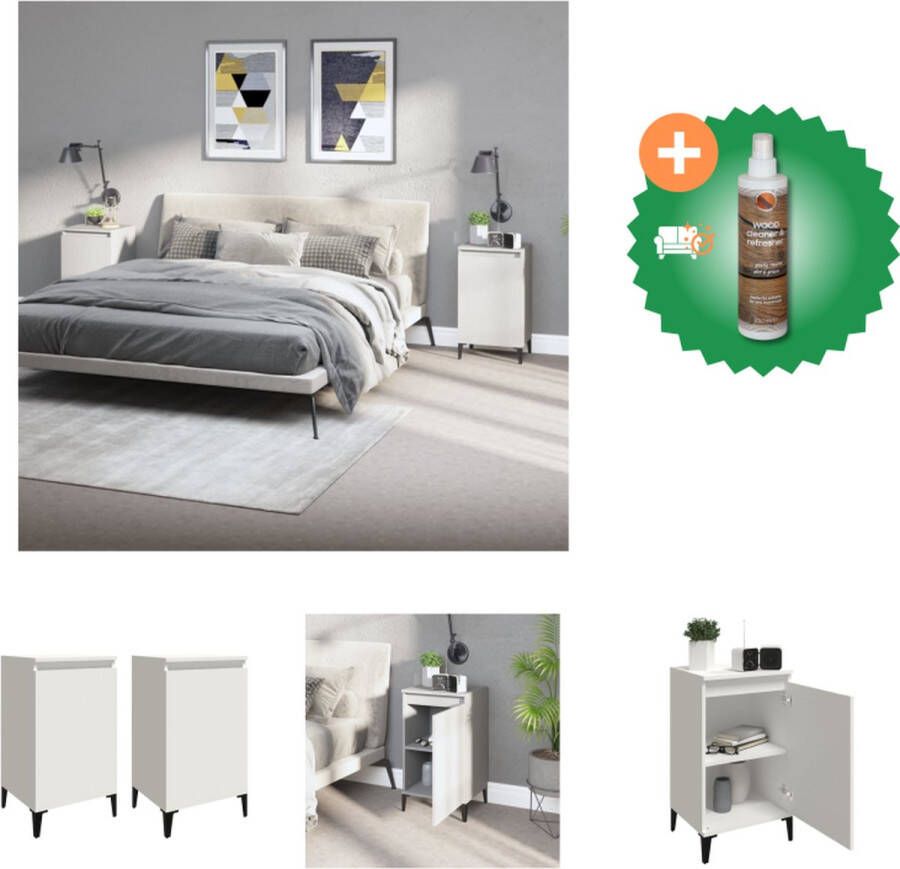 VidaXL Nachtkastjes Nachtkastje Afmetingen- 40 x 35 x 70 cm Wit Kast Inclusief Houtreiniger en verfrisser