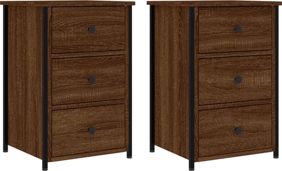 Prolenta Premium INFIORI Nachtkastjes 2 st 40x36x60 cm bewerkt hout bruineikenkleurig - Foto 1