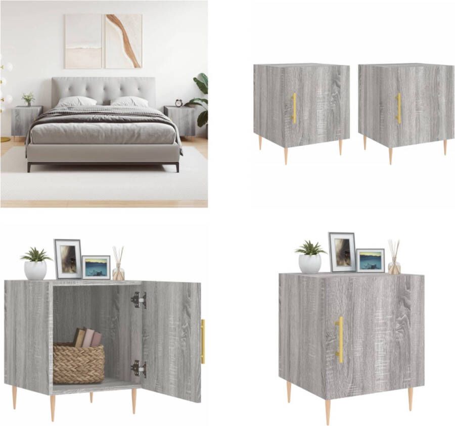VidaXL -Nachtkastjes-2-st-40x40x50-cm-bewerkt-hout-grijs-sonoma-eiken - Foto 2