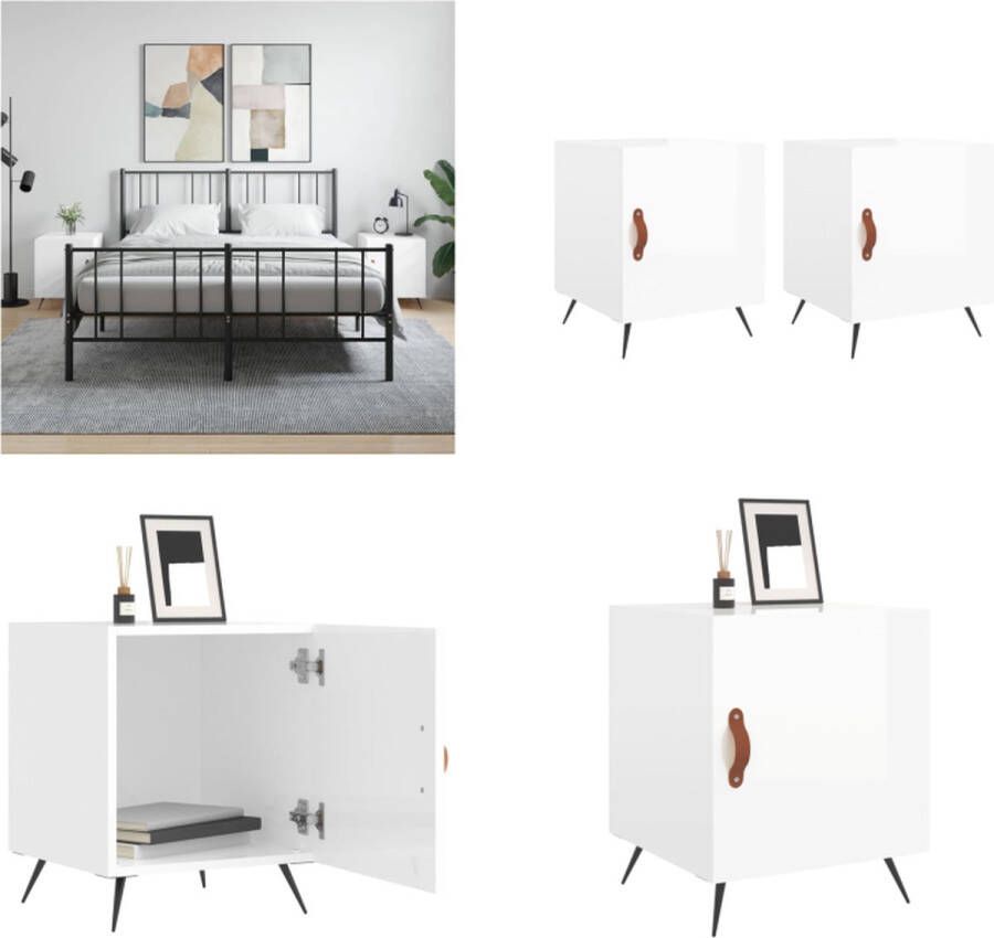 VidaXL -Nachtkastjes-2-st-40x40x50-cm-bewerkt-hout-hoogglans-wit