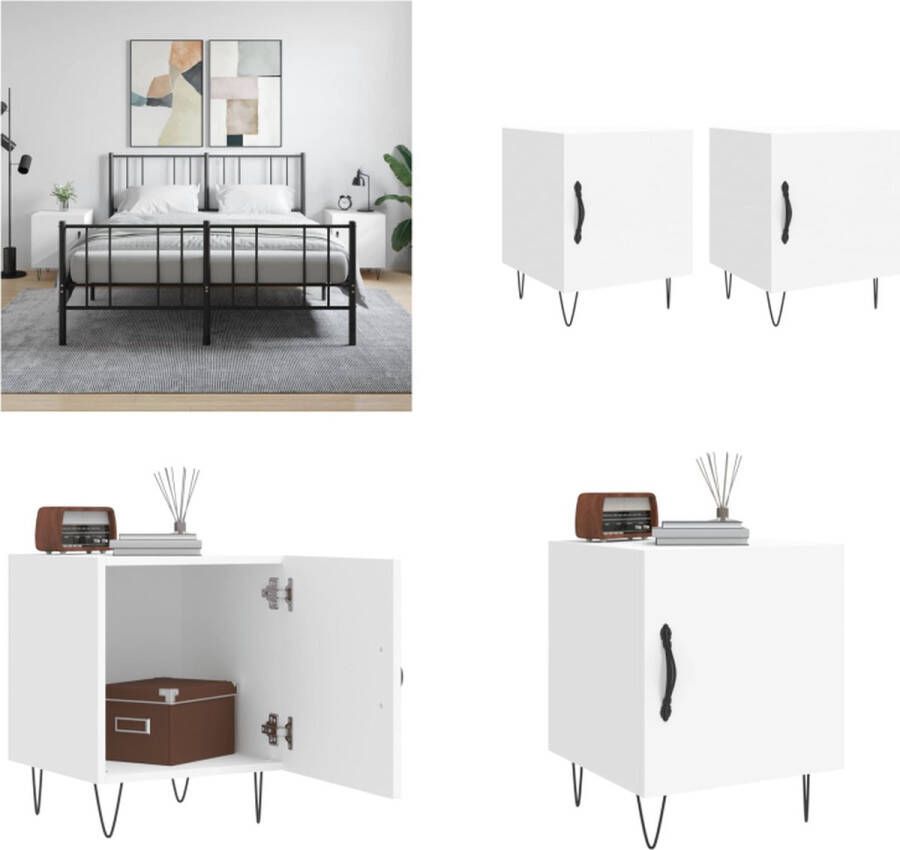 VidaXL -Nachtkastjes-2-st-40x40x50-cm-bewerkt-hout-wit - Foto 3