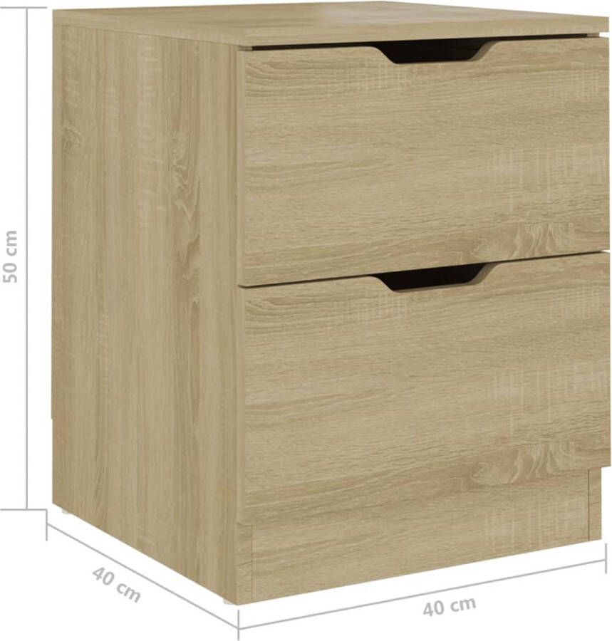 VidaXL -Nachtkastjes-2-st-40x40x50-cm-bewerkt-hout-sonoma-eikenkleurig - Foto 3
