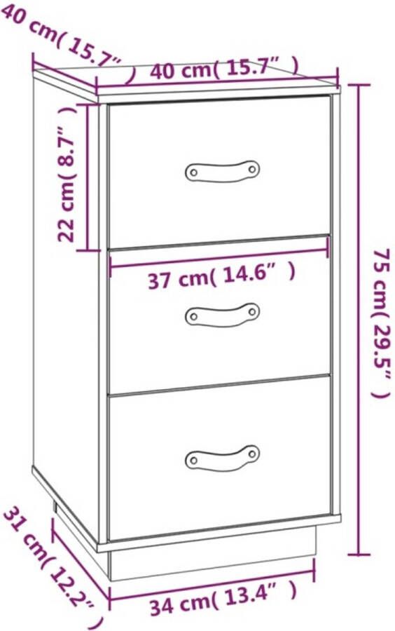 VidaXL ?? Nachtkastjes 2 st 40x40x75 cm massief grenenhout honingbruin - Foto 3