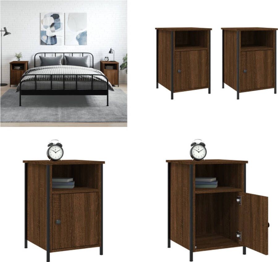 VidaXL -Nachtkastjes-2-st-40x42x60-cm-bewerkt-hout-bruineikenkleurig