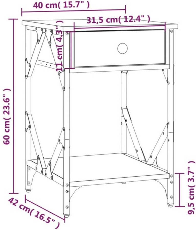 VidaXL -Nachtkastjes-2-st-40x42x60-cm-bewerkt-hout-zwart - Foto 3