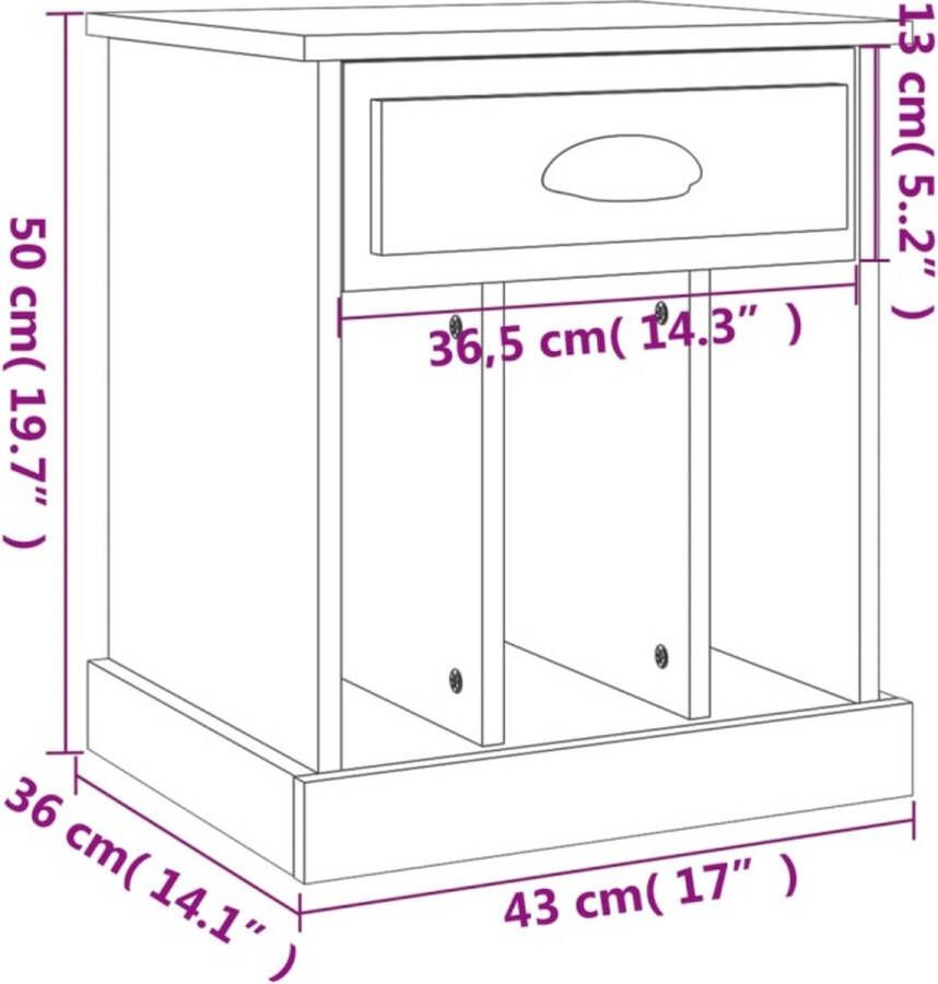 VidaXL -Nachtkastjes-2-st-43x36x50-cm-zwart - Foto 4