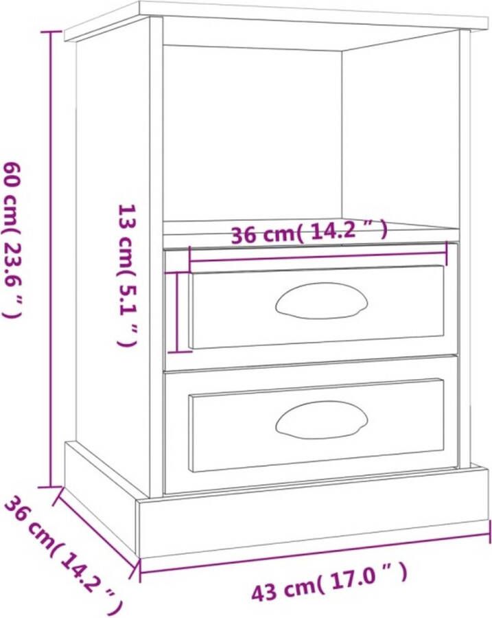 VidaXL -Nachtkastjes-2-st-43x36x60-cm-gerookt-eikenkleurig - Foto 4
